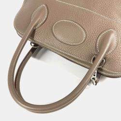Pre Owned Hermes Bolide 31 2-Way Bag Shoulder Tote Handbag Taurillon Clemence Leather Etoupe Gray