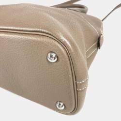 Pre Owned Hermes Bolide 31 2-Way Bag Shoulder Tote Handbag Taurillon Clemence Leather Etoupe Gray