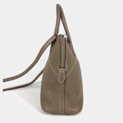 Pre Owned Hermes Bolide 31 2-Way Bag Shoulder Tote Handbag Taurillon Clemence Leather Etoupe Gray