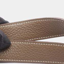 Pre Owned Hermes Picotin Lock 21 Etoupe Handbag Trillion Clemence Leather Beige