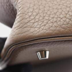 Pre Owned Hermes Picotin Lock 21 Etoupe Handbag Trillion Clemence Leather Beige
