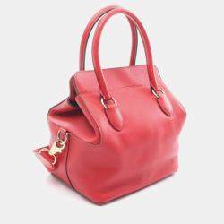 Pre Owned Hermes Toolbox 20 Handbag Leather Swift Red