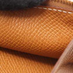 Pre Owned Hermes Bearn Compact Gold Bifold Wallet Epsom Leather Brown