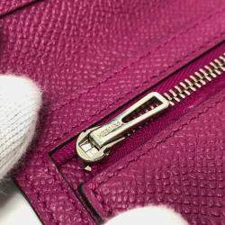 Pre Owned Hermes Bearn Compact Wallet With H Hardware Bi-Fold Wallet Epsom Leather Rose Purple