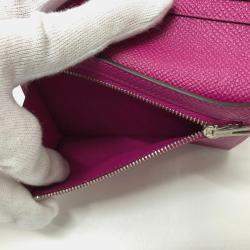 Pre Owned Hermes Bearn Compact Wallet With H Hardware Bi-Fold Wallet Epsom Leather Rose Purple