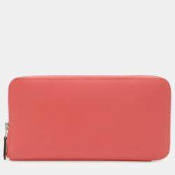 مملوكة مسبقًا Hermes Azap Long Silk-In Round Wallet In Epsom Leather With Rose Azalee And Pink