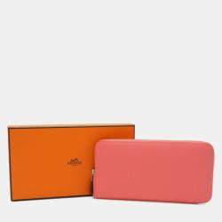 مملوكة مسبقًا Hermes Azap Long Silk-In Round Wallet In Epsom Leather With Rose Azalee And Pink