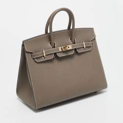 Pre Owned Hermes Birkin Sellier 25 Gold Finish Etoupe Epsom Leather Tote