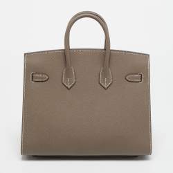 Pre Owned Hermes Birkin Sellier 25 Gold Finish Etoupe Epsom Leather Tote