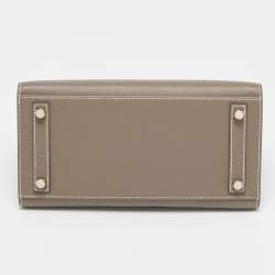 Pre Owned Hermes Birkin Sellier 25 Gold Finish Etoupe Epsom Leather Tote