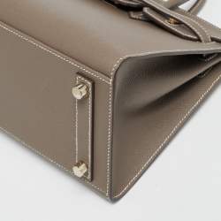 Pre Owned Hermes Birkin Sellier 25 Gold Finish Etoupe Epsom Leather Tote