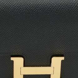 Pre Owned Hermès Constance Noir Epsom Leather Slim Wallet