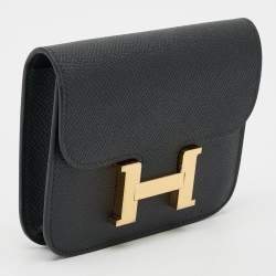 Pre Owned Hermès Constance Noir Epsom Leather Slim Wallet