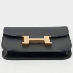 Pre Owned Hermès Constance Noir Epsom Leather Slim Wallet