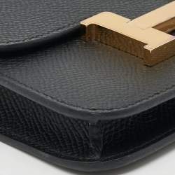Pre Owned Hermès Constance Noir Epsom Leather Slim Wallet