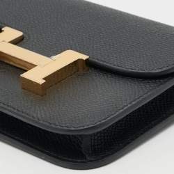 Pre Owned Hermès Constance Noir Epsom Leather Slim Wallet