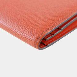 Pre Owned Hermes Orange Epsom Bearn Soufflet Wallet