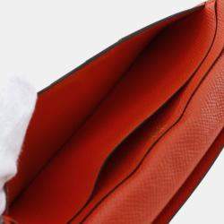 Pre Owned Hermes Orange Epsom Bearn Soufflet Wallet