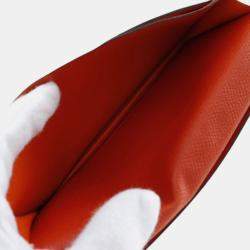 Pre Owned Hermes Orange Epsom Bearn Soufflet Wallet