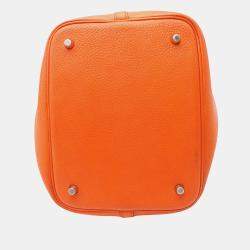 Pre Owned Hermes Orange Clemence Picotin Lock 22