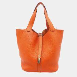 Pre Owned Hermes Orange Clemence Picotin Lock 22