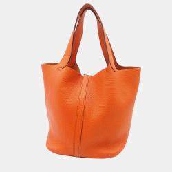 Pre Owned Hermes Orange Clemence Picotin Lock 22