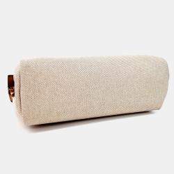 Pre Owned حقيبة هيرمس هيرباج الجديدة قماش وبني جلد بيج مقاس صغير