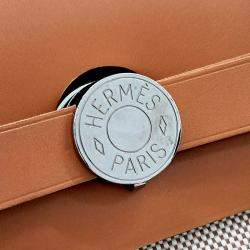 Pre Owned حقيبة هيرمس هيرباج الجديدة قماش وبني جلد بيج مقاس صغير