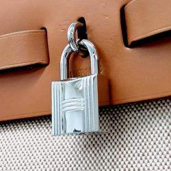 Pre Owned حقيبة هيرمس هيرباج الجديدة قماش وبني جلد بيج مقاس صغير