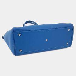 Pre Owned Hermes Blue Leather Paris Bombay 37