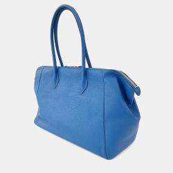 Pre Owned Hermes Blue Leather Paris Bombay 37