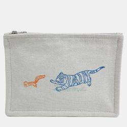 Pre Owned Hermes White Fabric Pouch