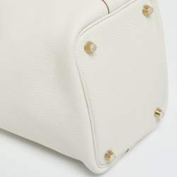 Pre Owned Hermes Picotin Lock 18 Gris Pale Taurillon Clemence Leather Tote