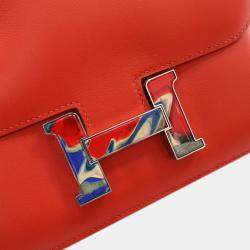 Pre Owned Hermes Orange Mini Swift Marble Constance 18