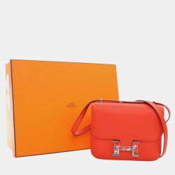 Pre Owned Hermes Orange Mini Swift Marble Constance 18