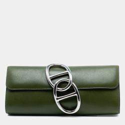 Pre Owned Hermes Green Tadelakt Egee Clutch