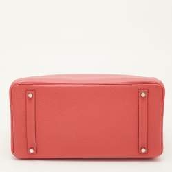 Pre Owned Hermes Birkin 35 Palladium Finish Rose Lipstick Togo Leather Tote