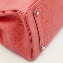 Pre Owned Hermes Birkin 35 Palladium Finish Rose Lipstick Togo Leather Tote