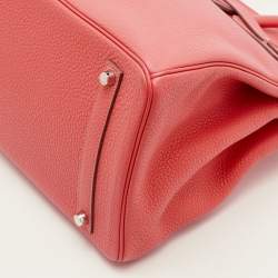 Pre Owned Hermes Birkin 35 Palladium Finish Rose Lipstick Togo Leather Tote