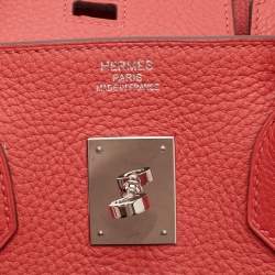 Pre Owned Hermes Birkin 35 Palladium Finish Rose Lipstick Togo Leather Tote