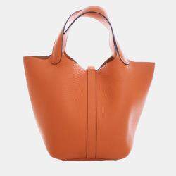Pre Owned Hermes Orange Clemence Picotin Lock 18