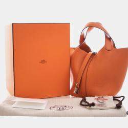 Pre Owned Hermes Orange Clemence Picotin Lock 18