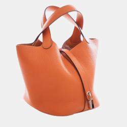 Pre Owned Hermes Orange Clemence Picotin Lock 18