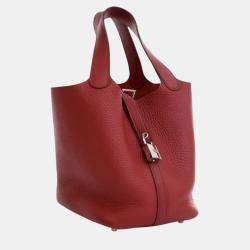 Pre Owned Hermes Red Clemence Picotin Lock 18