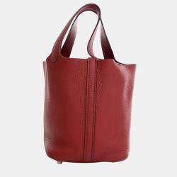 Pre Owned Hermes Red Clemence Picotin Lock 18