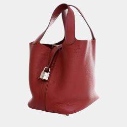 Pre Owned Hermes Red Clemence Picotin Lock 18