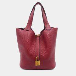 Pre Owned Hermes Red Clemence Picotin Lock 22