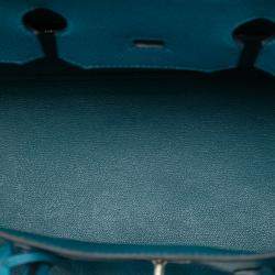 Pre Owned Hermes Blue Clemence Birkin Retourne 35