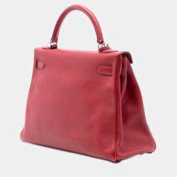 Pre Owned Hermes Red Togo Kelly II Retourne 32