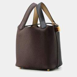Pre Owned Hermes Picotin Lock Casaque2 18 Black/Macassar/Beige Marfa Taurillon Clemence